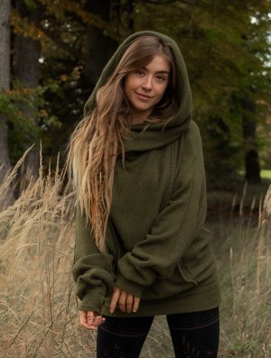 Pulover Toonzshop Helixx Retractable Hooded Long Sweater Dama Verzi | GDSITZK-47