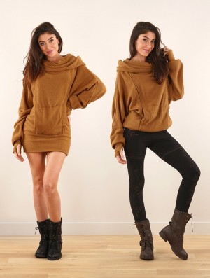 Pulover Toonzshop Helixx Retractable Hooded Long Sweater Dama Rusty | SZQUFKP-57