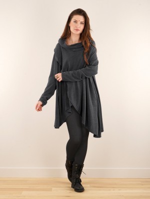 Pulover Toonzshop Inika Poncho Pullover Dama Gri Inchis | KRSUYTC-62