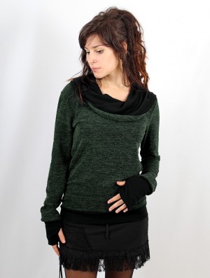 Pulover Toonzshop Janjira Pullover Dama Verzi Negrii | OSWZUGN-23