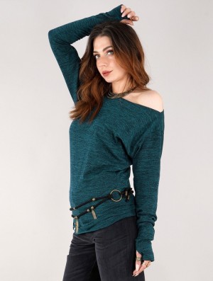 Pulover Toonzshop Kayäaz Batwing Sleeve Sweater Dama Albastri | YLGMBZT-29