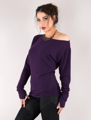 Pulover Toonzshop Kayäaz Batwing Sleeve Sweater Dama Violet | JESWADV-04