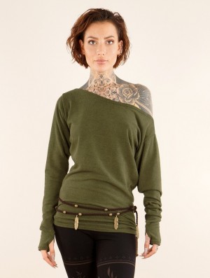 Pulover Toonzshop Kayäaz Batwing Sleeve Sweater Dama Verzi | ALCTGBI-20
