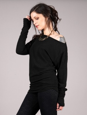 Pulover Toonzshop Kayäaz Batwing Sleeve Sweater Dama Negrii | JESBAMO-45