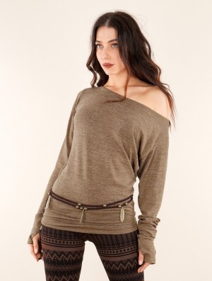 Pulover Toonzshop Kayäaz Batwing Sleeve Sweater Dama Bej | OXMBUZK-06