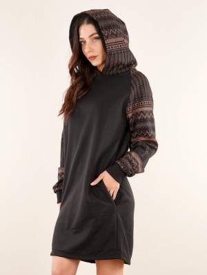 Pulover Toonzshop Khione Rinji Aztec Gender Neutral Hooded Long Sweater Dama Negrii | HUVSFAO-49