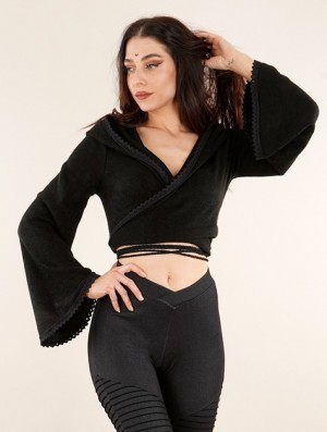 Pulover Toonzshop Luna Moth Wrap-over Pullover Bolero Dama Negrii | CPAFGLR-96