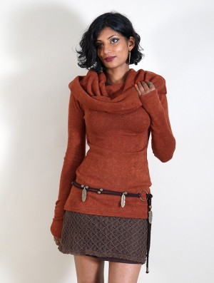 Pulover Toonzshop Mantra Big Collar Sweater Dama Sienna | PKVAIYO-86