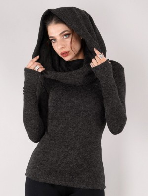 Pulover Toonzshop Mantra Big Collar Sweater Dama Gri Inchis | PWHNQAS-34