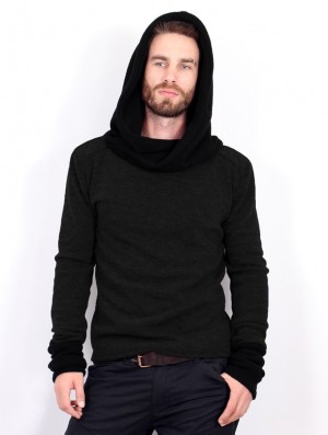 Pulover Toonzshop Nemöo Big Collar Hooded Sweater Barbati Negrii | NOEWGKJ-01