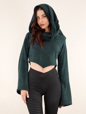 Pulover Toonzshop Obsidian Flared Sleeve Crop Sweater Dama Albastru Deschis Albastri | ETABQZH-13