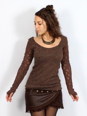 Pulover Toonzshop Oroshï Crochet Sleeve Sweater Dama Maro | AKYJBVM-54
