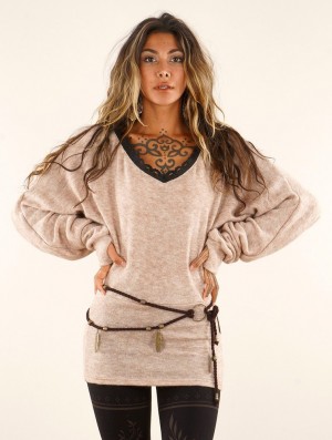 Pulover Toonzshop Physälis 2in1 Roll-up Sweater Dama Bej | ASDWHJB-57