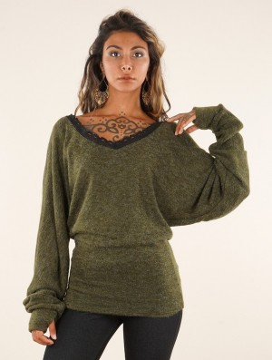 Pulover Toonzshop Physälis 2in1 Roll-up Sweater Dama Verzi | HFYJCLS-56