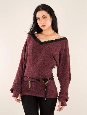 Pulover Toonzshop Physälis 2in1 Roll-up Sweater Dama Wine | PQHNKAV-74