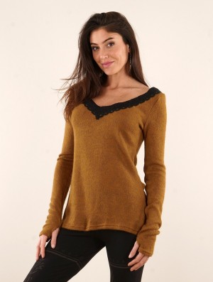 Pulover Toonzshop Ysälys Reversible Crochet-neck Sweater Dama Rusty | LHDWACY-75
