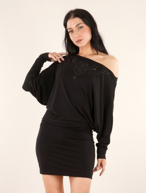 Rochie Toonzshop Aliyan Zohraa Batwing Sleeves Short Dress Dama Negrii | HBSFKEL-74