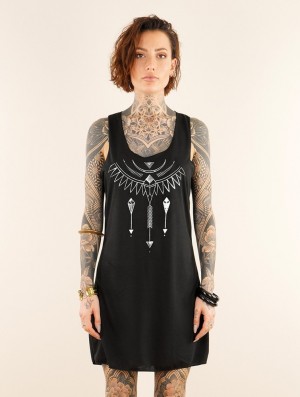 Rochie Toonzshop Amonet Printed Sleeveless Short Dress Dama Negrii Argintii | CEPGWIJ-71