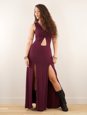 Rochie Toonzshop Andreas Long Split Strappy Dress Dama Wine | PWJBNFK-18