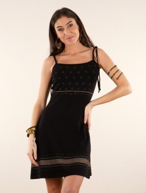 Rochie Toonzshop Atkatla Printed Strappy Short Dress Dama Negrii | MLVUWAN-13