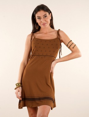 Rochie Toonzshop Atkatla Printed Strappy Short Dress Dama Sienna | WZDBQHU-06
