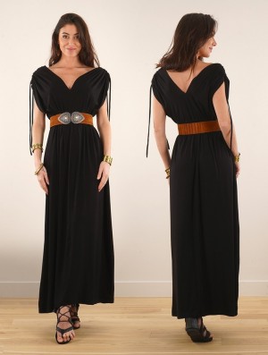 Rochie Toonzshop Calimshan Long Dress With Openwork Short Sleeves Dama Negrii | UKQYMJI-27