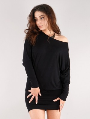Rochie Toonzshop Daedra Short Dress With Bat Wing Sleeve Dama Negrii | RHYNSBG-27