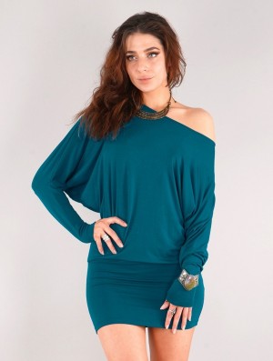 Rochie Toonzshop Daedra Short Dress With Bat Wing Sleeve Dama Albastri | VSOTXHY-89