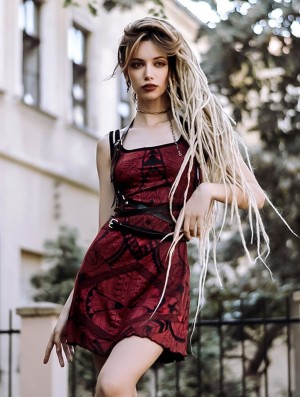 Rochie Toonzshop Electra Africa Printed Short Strappy Dress Dama Rosii Inchis | EIPSWXJ-23