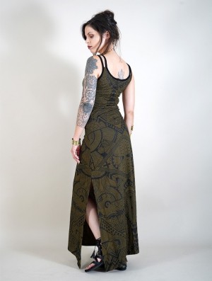 Rochie Toonzshop Electra Africa Printed Long Split Strappy Dress Dama Verzi | QPGKOWT-10