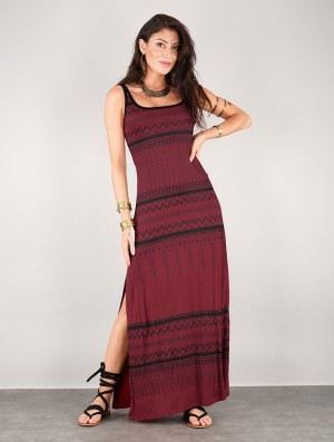 Rochie Toonzshop Electra Aztec Printed Long Split Strappy Dress Dama Rosii Inchis | KTJPNHS-72