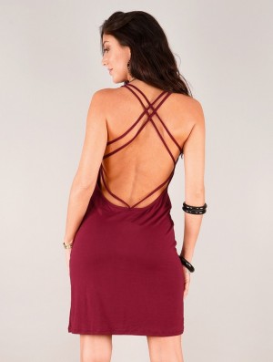 Rochie Toonzshop Emiko Bare Back Sleeveless Short Dress Dama Wine | PZRNLVT-16