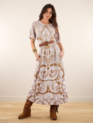 Rochie Toonzshop Eorynn Africa Printed Oversized Long Dress Dama Albi | CONFMJW-93