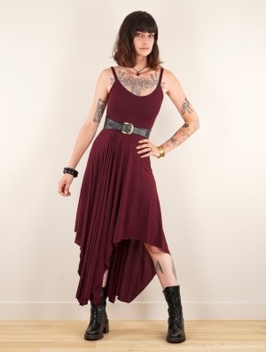 Rochie Toonzshop Gypse Asymmetric Flared Long Dress Dama Wine | YZPQLDJ-47