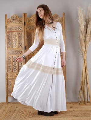 Rochie Toonzshop Heldaria Buttoned Long Dress Dama Albi Bej | EZDCJMY-02