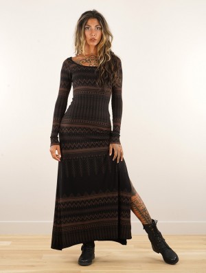 Rochie Toonzshop Inanna Aztec Pinted Long Sleeve Long Dress Dress Dama Negrii | ZIXVRMG-50