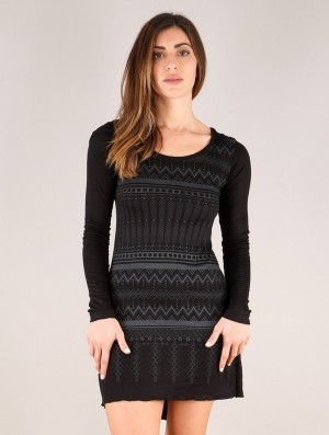 Rochie Toonzshop Inanna Aztec Printed Long Sleeve Hooded Short Dress Dama Gri | XPCTADW-94