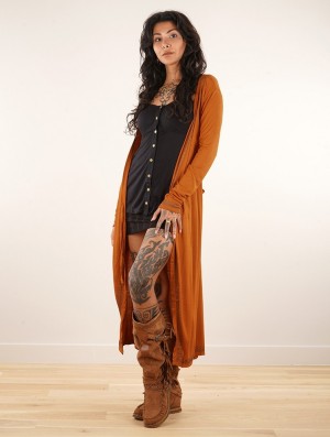 Rochie Toonzshop Irwaen Indie 2in1 Cardigan/Long Sleeve Midi Dress Dama Rusty | NSJCTYV-30