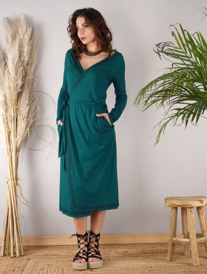 Rochie Toonzshop Irwaen Indie 2in1 Cardigan/Long Sleeve Midi Dress Dama Albastri | ZVTFHAB-13