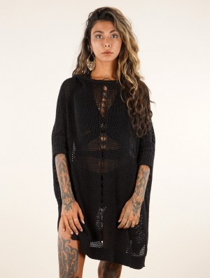 Rochie Toonzshop Jaring Open-weave Tunic Dress Dama Negrii | ZXINBSC-75