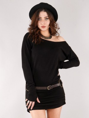 Rochie Toonzshop Kayäaz Batwing Sleeve Sweater Dress Dama Negrii | KVFTSUL-07