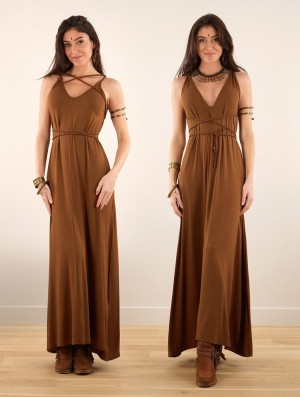 Rochie Toonzshop Lazüli Loose And Reversible Strappy Long Dress Dama Caramel | HTEILXC-09