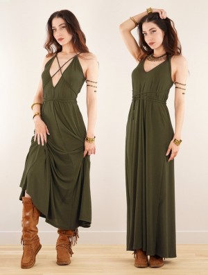 Rochie Toonzshop Lazüli Loose And Reversible Strappy Long Dress Dama Kaki | XGPJHIT-71