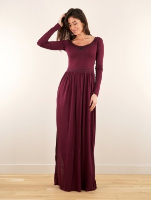 Rochie Toonzshop Lotus Artanis Long Sleeve Long Dress Dress Dama Wine | VYPBHWC-45