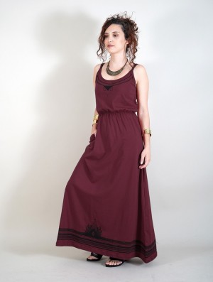 Rochie Toonzshop Lotus Oromë Printed Strappy Long Dress Dama Rosii Inchis | YWPSIUV-13