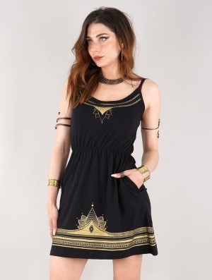 Rochie Toonzshop Lotus Oromë Printed Strappy Short Dress Dama Negrii | NBXLJES-97