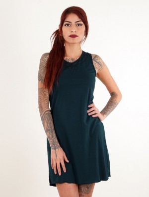 Rochie Toonzshop Lotus Vairë Printed Sleeveless Short Dress Dama Albastri | QVARSMN-07