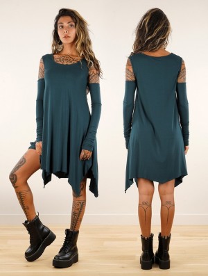 Rochie Toonzshop Luinila Short Dress With Detachable Sleeves Dama Teal | OZBCGUP-93