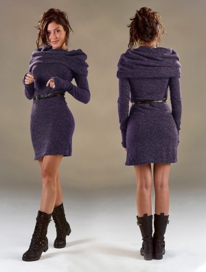 Rochie Toonzshop Mantra Sweater Dress Dama Violet | MYGDOPN-40