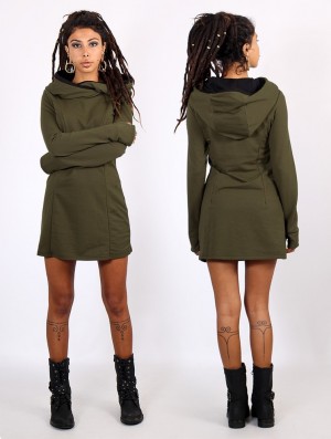 Rochie Toonzshop Myäa Sweatshirt Dress Dama Verzi | HPMXSDB-89